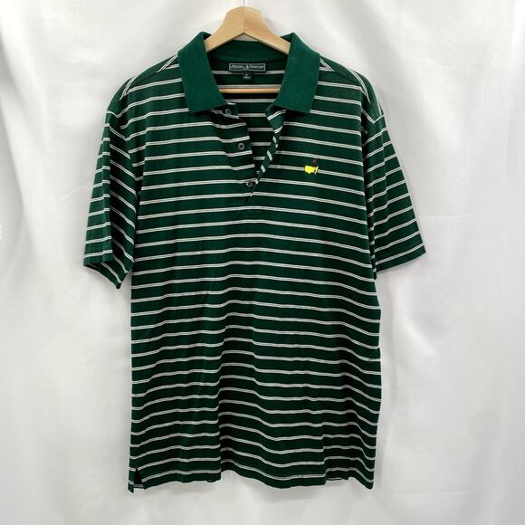 Masters L Golf Green Striped Polo - Picture 2 of 6